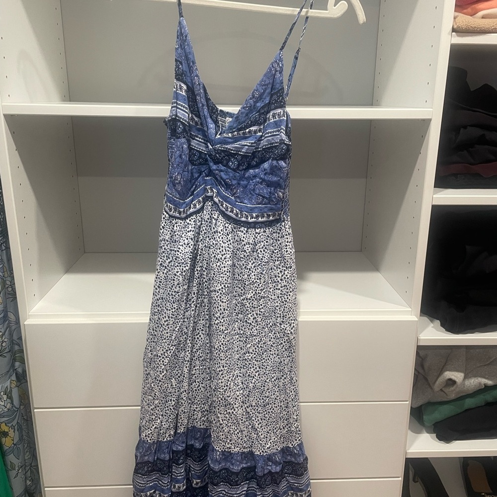 Lush Blue and White Maxi Dress